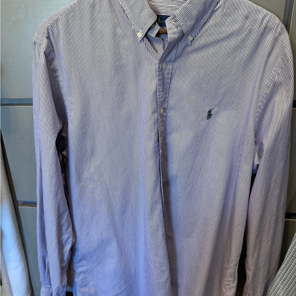 Ralph Lauren Men's Purple Striped Button Down Shirt